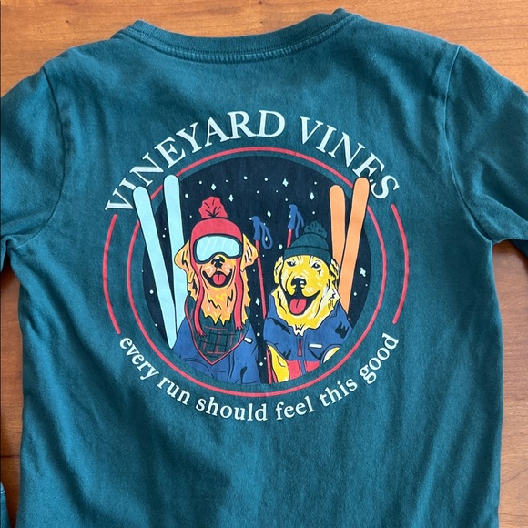 Vineyard Vines Kids Teal Long Sleeve Tee with Logo - Picture 3 of 3